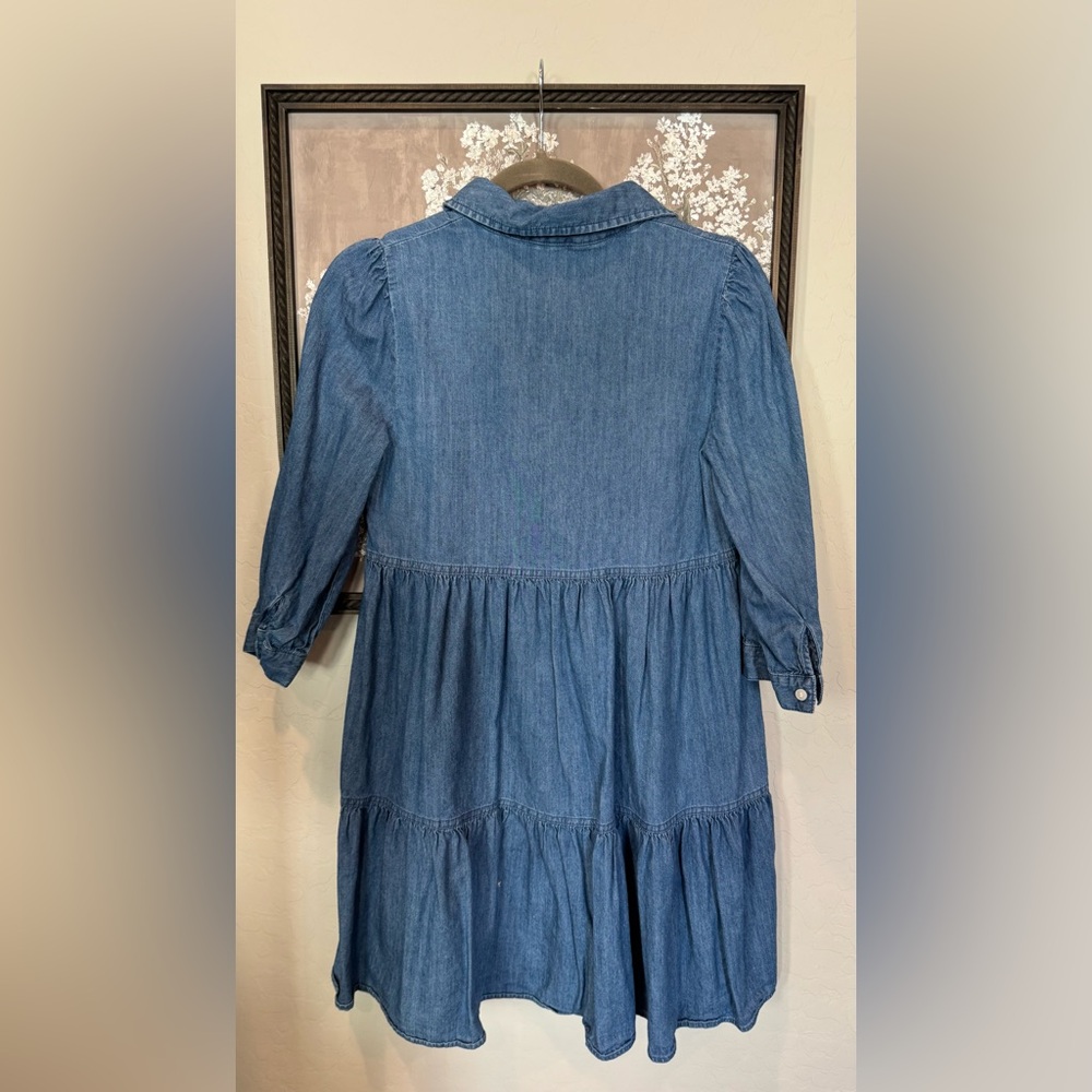 Tommy Hilfiger Light Blue Denim Shirt Dress with Signature Stripe - Picture 2 of 3